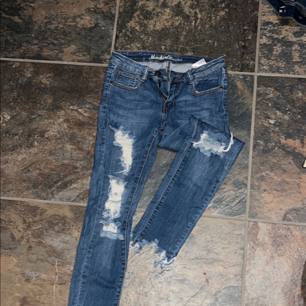 Machine Blue Skinny Distressed Jeans